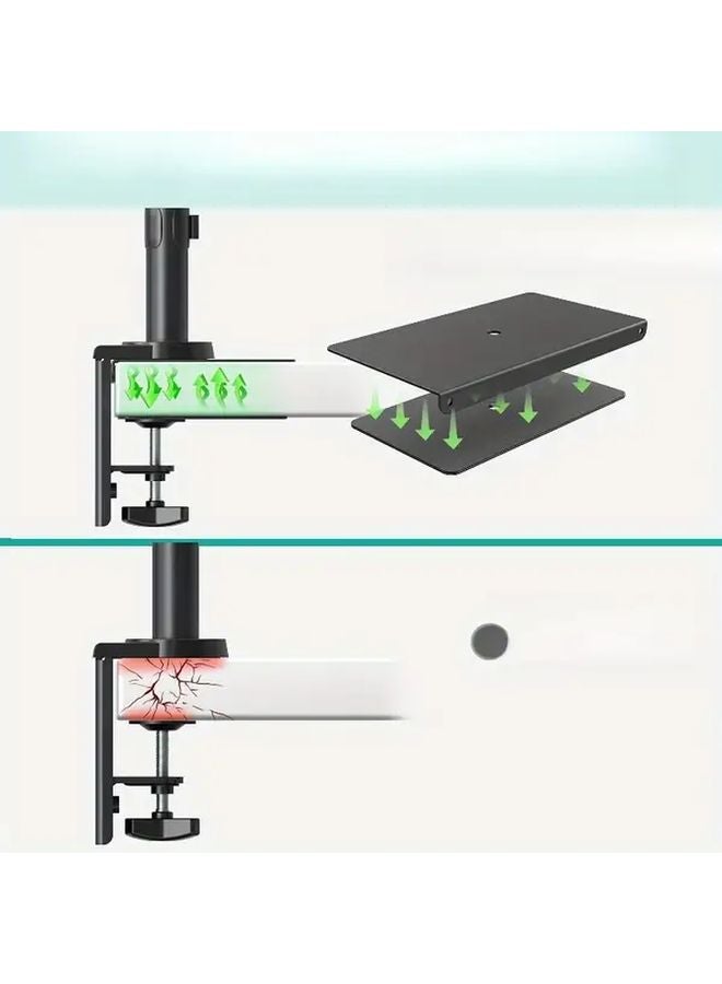 Black Monitor Stand With Glass Protection Plate Anti Scratch Shatterproof Stable Support - Image 2